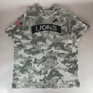 Detroit Lions NFL Gray Camo Nike Salute to Service Short Sleeve Shirt Mens XL